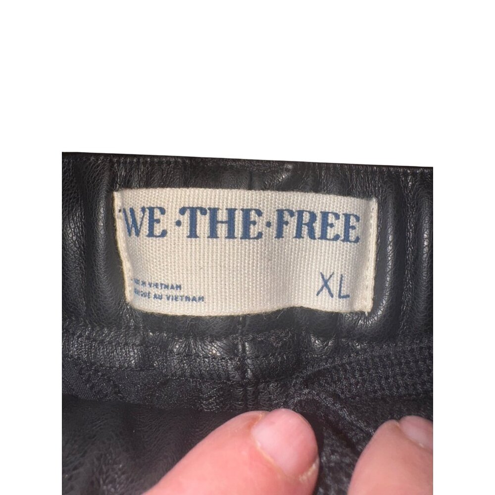 We The Free Womens XL Black Faux Leather Wide-Leg Pants XL Glam City Mob Wife - Picture 5 of 12